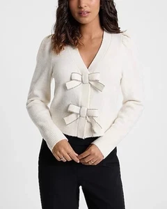 NWT Express Embellished Bow Cardigan Sweater Small - Picture 1 of 9