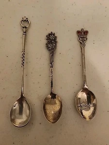 Lote de 3 cucharas de recuerdo vintage de plata (800), Suiza, Londres, desconocido - Imagen 1 de 7