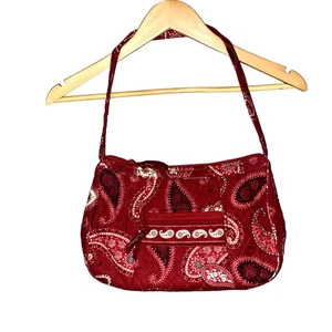 Vera Bradley Handbag Women Red Zippered Shoulder Paisley - Picture 1 of 5