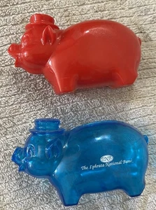 Vintage figürliches Schwein geformtes Sparschwein Ephrata Nationalbank 2 Stück - Bild 1 von 12