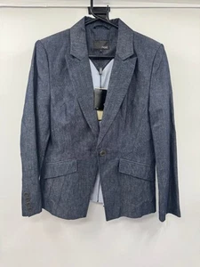 Next Tailored Linen Blend Blazer Size 14 Blue Smart Casual Jacket - Picture 1 of 6
