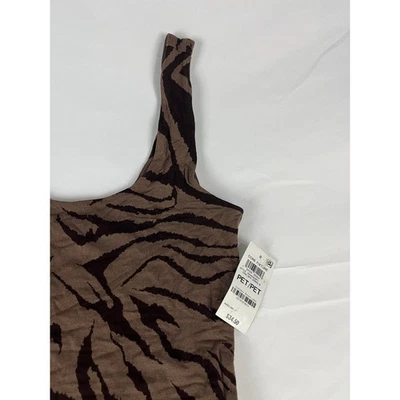 Vestido midi ceñido al cuerpo sin mangas con estampado de cebra marrón bar III para mujer PP Foto 1 de 4