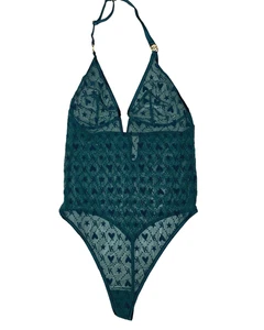 Lencería halter mediana para mujer Victoria's Secret verde monograma transparente elástica - Imagen 1 de 11