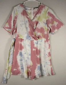 Bloomchic Damen V-Ausschnitt Tie Die Wickel Strampler Kurzarm Größe 14-16 Mehrfarbig - Bild 1 von 7