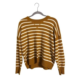 Madewell Tan Striped Cashmere Thermal Sweater Medium - Picture 1 of 6