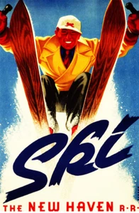 1940's - New Haven Railroad - Connecticut - Ski - Travel Advertising Poster - Picture 1 of 1
