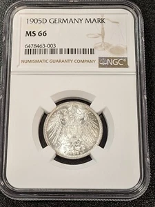 1905 D MS66 Germany Silver Mark NGC KM 14 Only 3 Graded Higher! - Picture 1 of 4