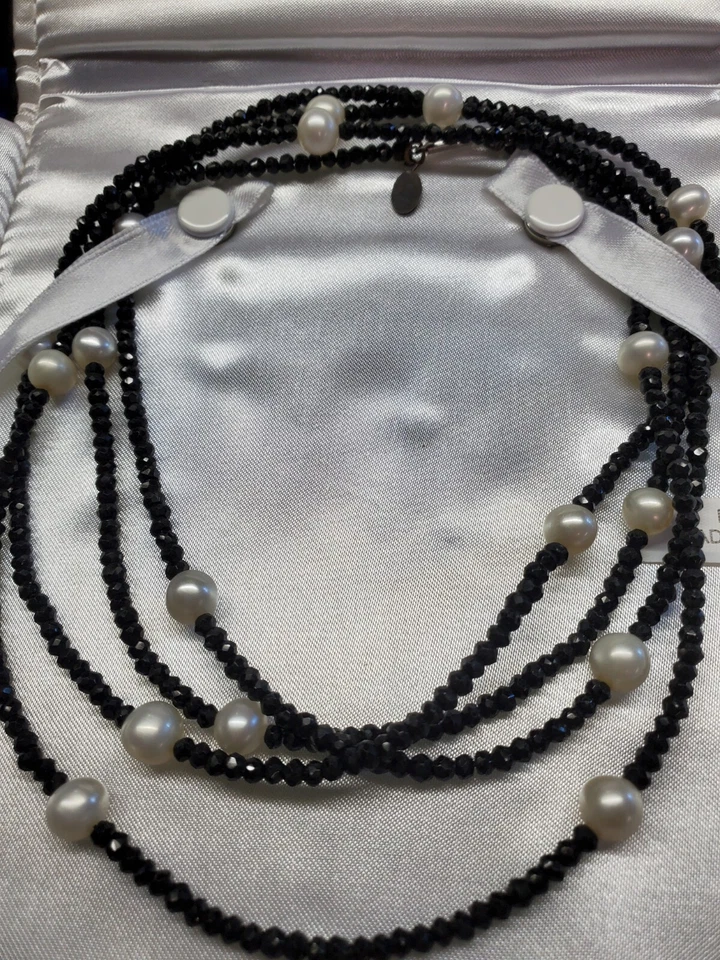 KVK 53" Black Spinel and Pearl Necklace.  Significant Price Drop Temporary  Foto 1 de 1