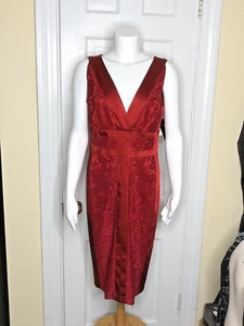 NEW $129 JAX  V-Neck Satin & Lace Sleeveless Sheath Ruby Red  Women's 12 - Picture 1 of 4