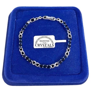 Armband Tennis Infinito Frauen Pl.oro Weiß 18k mit Kristallen Zirkone Blau - Bild 1 von 6