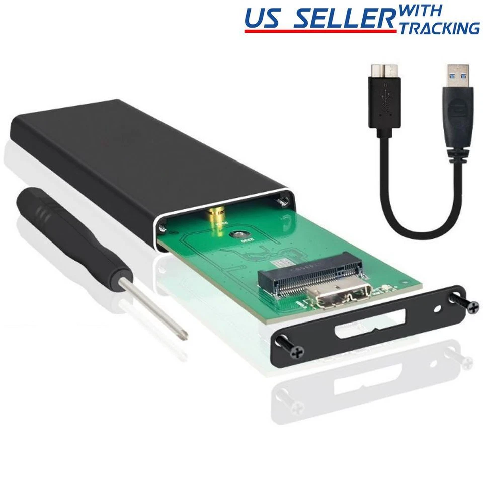 M.2 NGFF SATA SSD to USB 3.0 / 3.1 Type C External Drive Enclosure Case w/ UASP - Image 1 of 4