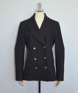 BURBERRY BRIT Women's Wool Coat With Gold Buttons Navy Luxury Brand Fashion - Picture 1 of 12