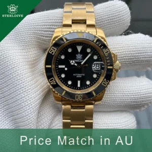 Steeldive SD1953, Plating Gold, NH35, Sapphire, Lume, 300m Diver, Diving, BNIB - Picture 1 of 23