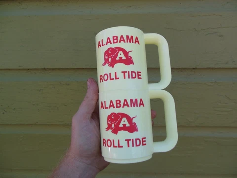 Vintage Alabama Football Crimson Tide Stackable Coffee Mugs AmPro 60's or 70's Cover