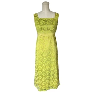 Abito senza maniche vintage anni '60 verde brillante Chartreuse in pizzo XS/S - Foto 1 di 5