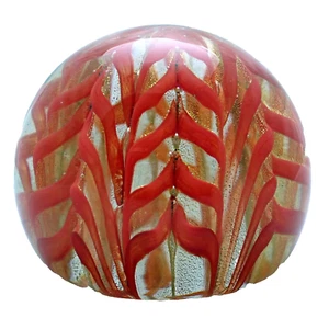 Murano Fenicio Zebrati Briefbeschwerer Pulled Feather Gold Aventurin Glas - Bild 1 von 7