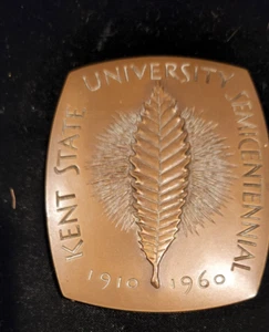 RARE- KENT STATE UNIVERSITY SEMI-CENTENNIAL MEDALLION 1910 1960 Solid Bronze - Picture 1 of 7