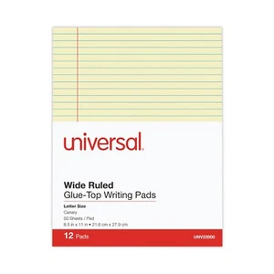 Universal 22000 50-Sheets Wide/Legal Rule Glue Top Pads - Canary-dozen - Picture 1 of 1