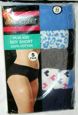 Joe Boxer Mujer Talla Grande Niño Corto 100% Algodón 5-Pk Bragas Ropa Interior Foto 1 de 4