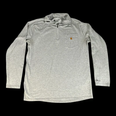 Camisa Carhartt Para Hombres Gris Fuerza 1/4 Cremallera Pullover Talla M Trabajo Suéter Ligero Foto 1 de 4