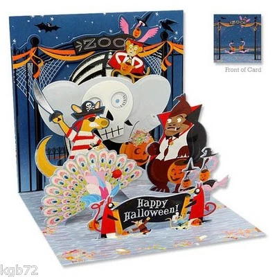 Halloween at the Zoo Pop Up Greeting Card by Up With Paper Treasures # PS-902  - Image 1 of 2