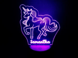 Personalised Unicorn LED Neon Night Light. Any Name Nursery Girls Bedroom. Multi - Picture 1 of 8