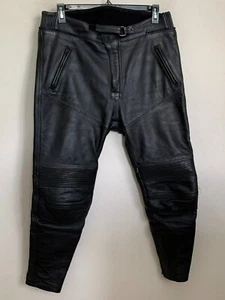 Richa Vintage Motorcycle Pants Black Leather Relaxed Zip Pockets Lined Size 38S - Bild 1 von 12
