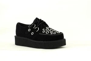 T.U.K. Creeper A8646 Schwarz Wildleder Mix sized Silber Vamp Round Low - Picture 1 of 4