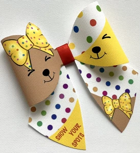 C.I.N 3D BOW BEAR FACES 4" PRINTED CANVAS FABRIC SAILOR BOW TEMP MAKE HAIR BOW - Picture 1 of 5