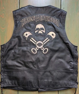 Chaleco de motocicleta Harley Davidson XXL para hombre cigüeñal reflectante calavera cuero Foto 1 de 4