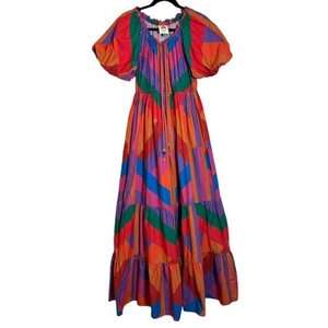 Farm Rio Maxi Dress Amanda Stripes Womens S Off the Shoulder Beach Festival - Picture 1 of 21