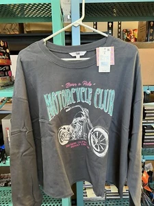 Womans Ascot and Hart (Target Brand) Swearshirt New “Motorcycle Club” Medium - Picture 1 of 1