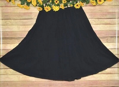 Haband! Falda Midi Acampanada Negra en Niveles Talla L Gasa Cintura Elástica Gitana Occidental Foto 1 de 4