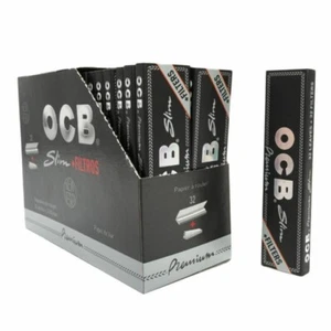 OCB Black Connoisseur King Size Slim Rolling Papers with Roach Filter Tips - Picture 1 of 2