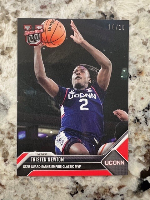 2023 BOWMAN U NOW RED PARALLEL CARD 10/10 UCONN HUSKIES TRISTEN NEWTON #5