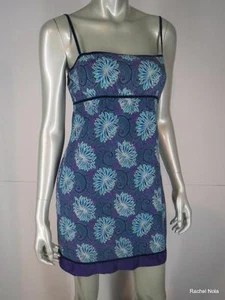 Vestido de Lavandería Mini Talla 6 S Azul Floral Cachemira Algodón Sin Mangas Cintura Imperio - Imagen 1 de 11