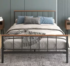 Full Metal Platform Bed Frame with Headboard, Footboard - No Box Spring Needed - Picture 1 of 10