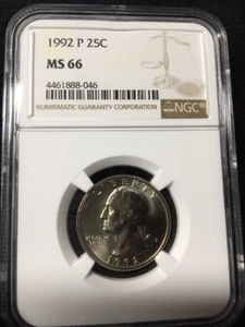 1992-P Washington Quarter 25c NGC MS 66 Low Population only 100 - Picture 1 of 4