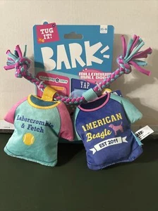 Bark Box Millennium Mall dog toy - "Tuggin Tees" rope squeaker- size XS-M - NEW! - Picture 1 of 8