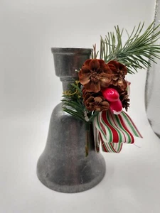 Pewter Bell Candlestick Taper Candle Holder w/ Anvil Logo + Christmas Decoration - Picture 1 of 6