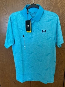 Under Armour Playoff Deuces Jacqard Golf Polo Turquoise Sz Sm 1377370-433 - Picture 1 of 5