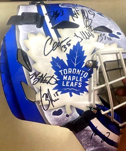 2022-23 TORONTO HOJAS DE ARCE Máscara de portero firmada por equipo 20+ TABLAS, BUNTING - Imagen 1 de 5