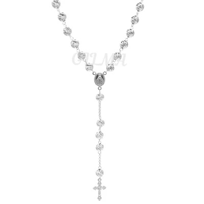 Collana Rosario uomo donna argento 925 croce medaglia sacra milleluci unisex - Immagine 1 di 2