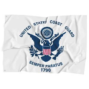 US Coast Guard Flag 3x5 ft USCG Emblem United States Semper Paratus 1790 White - Picture 1 of 6