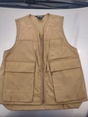 Vintage Khaki Poly-Cotton blnd Made in the USA 10X Hunting Vest sz Small Regular - Image 1 of 4