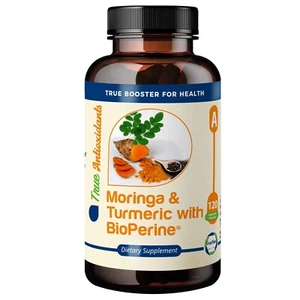 TrueMed Moringa and Turmeric with Bioperine 1100 Mg 120 Vegetable Capsules - Picture 1 of 7