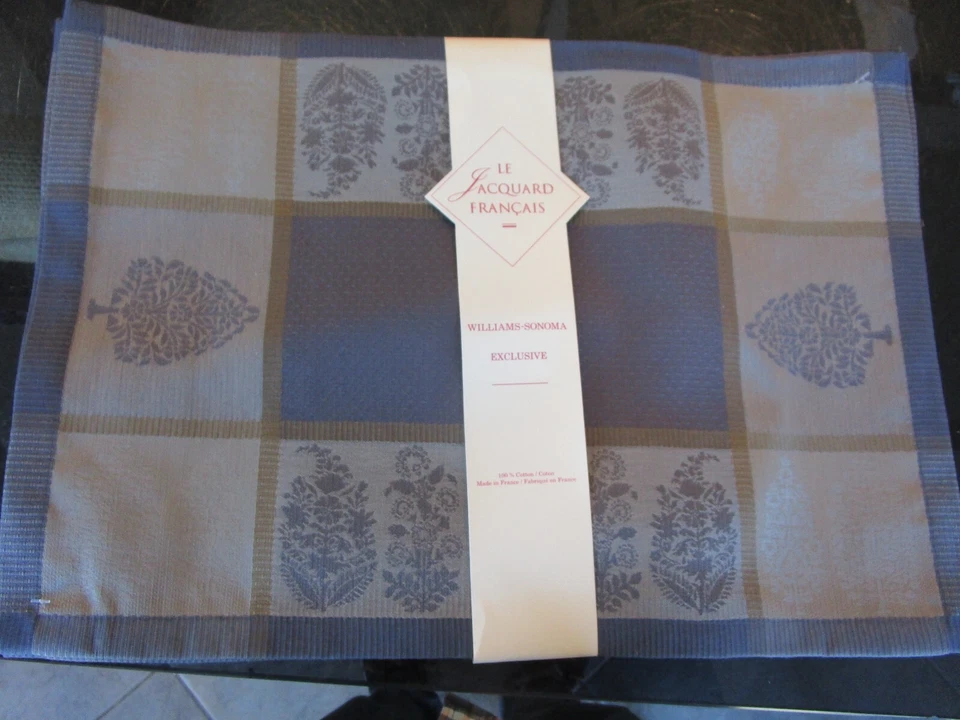 4 placemats Williams Sonoma Le Jaquard Francais Primrose Bordie algodão cinza novo - Imagem 1 de 1