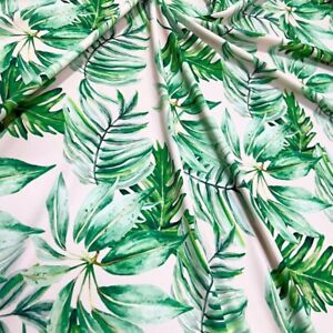 FREE SHIPPING Stretch Fabric Vintage Green Leaves Print Swimsuit Spandex By Yard