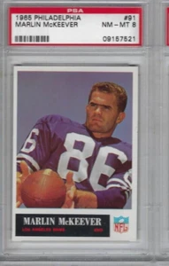 1965 Philadelphia football card 91 Marlin McKeever Los Angeles Rams graded PSA 8 - Picture 1 of 2