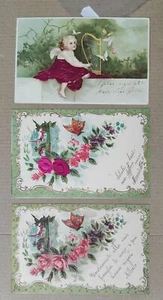 BUTTERFLY FARFALLA-LOT 3 EMBOSSED POSTCARDS-C70-181 - Picture 1 of 1